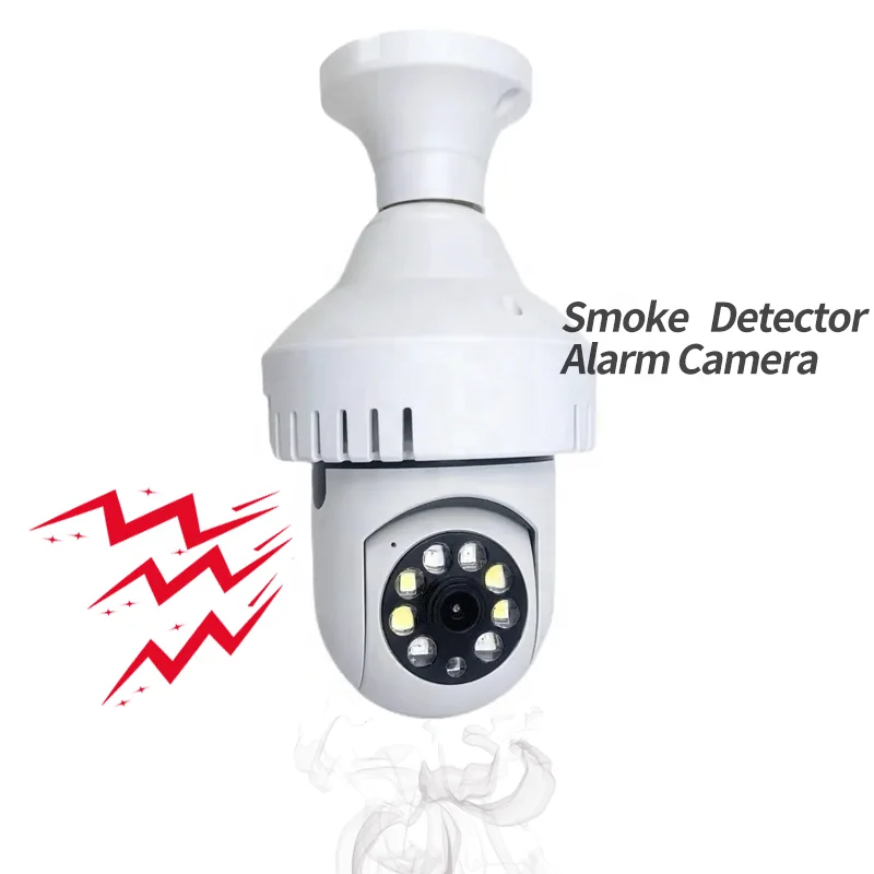 2023 New Arrival OEM ODM 360 Degree 1080P Full HD Home Security WiFi PTZ Camera Smoke Detector Alarm Bulb Camera