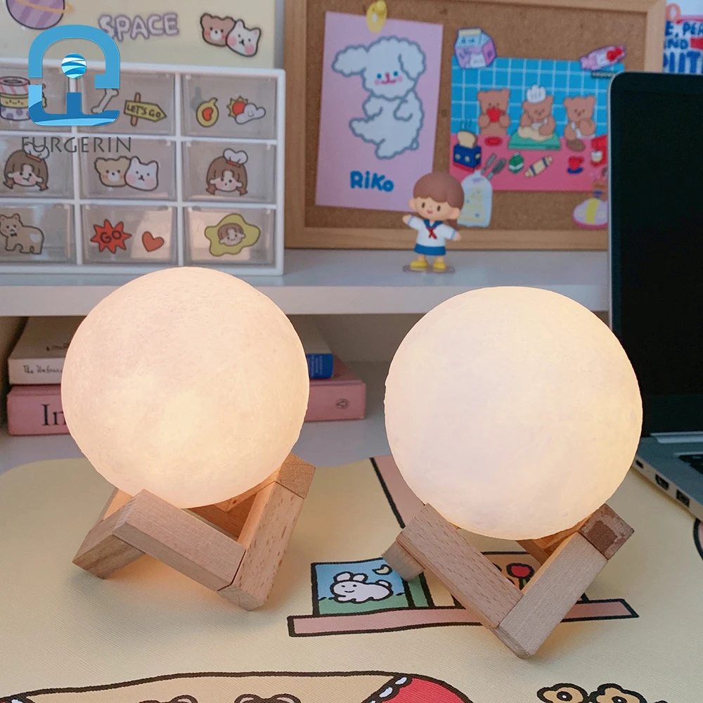 Creative ins new table lamp bedroom bedside night light small moon heart hollow projection