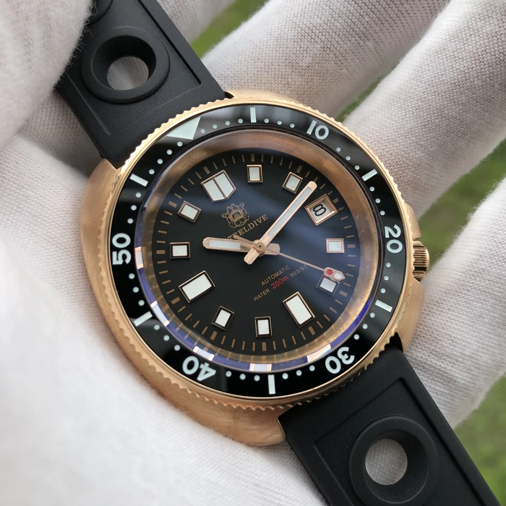  Новое поступление часов 2020! SD1970S Steeldive бренд CUSN8 бронзовый корпус 200 м водонепроницаемые мужские часы для
