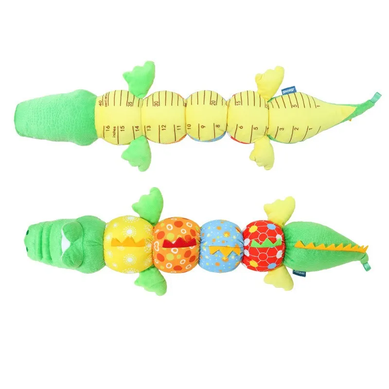 Multi functional green caterpillar and crocodile with size plush animal rattle toys for baby  N077