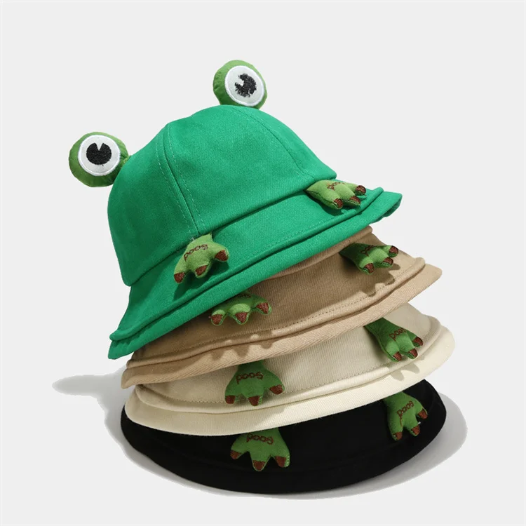 Child-Parents Frog Bucket Hat For Women Summer Plain Female Panama Outdoor Hiking Beach Fishing Hat Sunscreen Woman Bob Caps