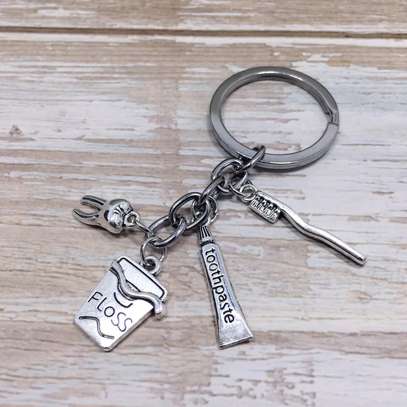 Dentist Health Toothbrush Toothpaste Dental Floss Creative Backpack Pendant Alternative Keychain
