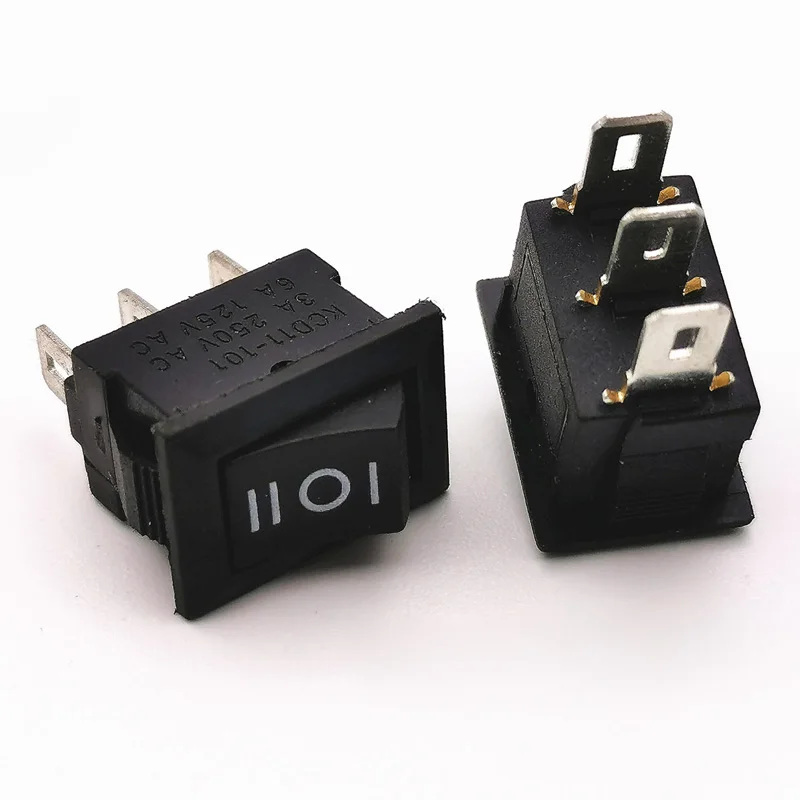 ON-OFF-ON rocker switch black square head push button 3 pins boat switch