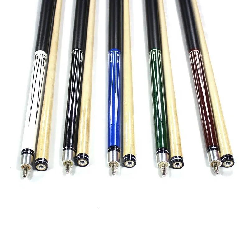 Ody Wholesale random choice mixed 57 inches billiard pool cue 13mm 2-PC Wooden Billiard cue stick with leather butt