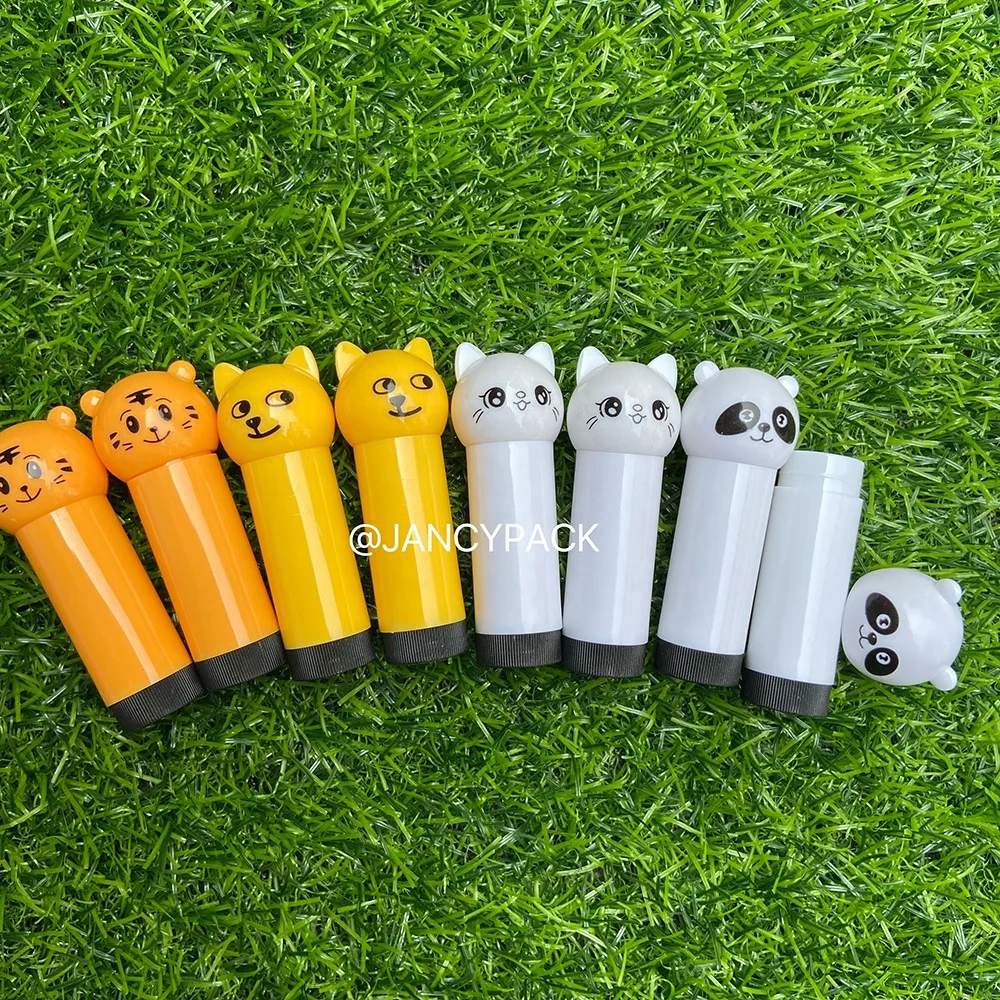 JANCY PACK 4g new Lip Balm Containers Stock Cute Mini Doll Cartoon Cat Tiger Children Animal Small lip balm tubes for kids