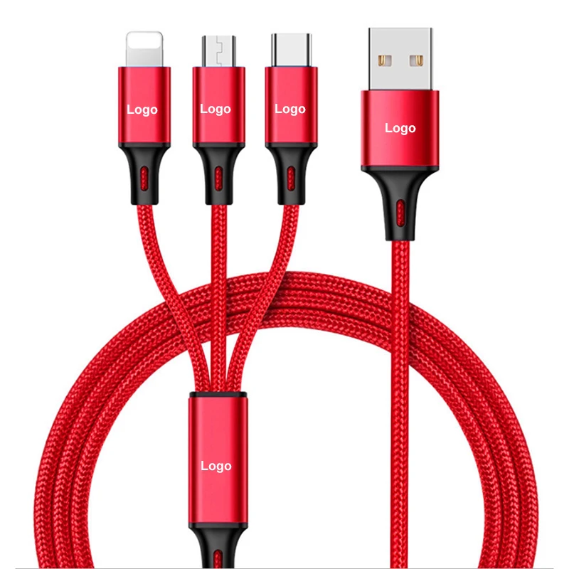 Factory Price 3 In 1 USB Charging Cable For Type-c Android Multi Cord Fast Charger Cable Mobile Phone Tablet Charging Cable