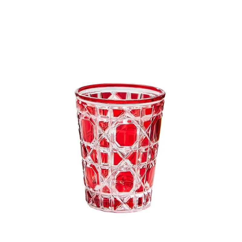 Thick Heavy Old Fashioned Glass Japanese Kiriko Glass Tumbler Cup Outer Colored Engraving Glass For Beer Spirit