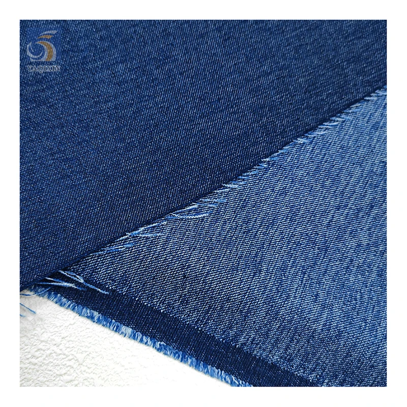New Arrival Double Cationic Fabric Blue Jeans Polyester Rayon Spandex Stretch Denim Fabric High Quality