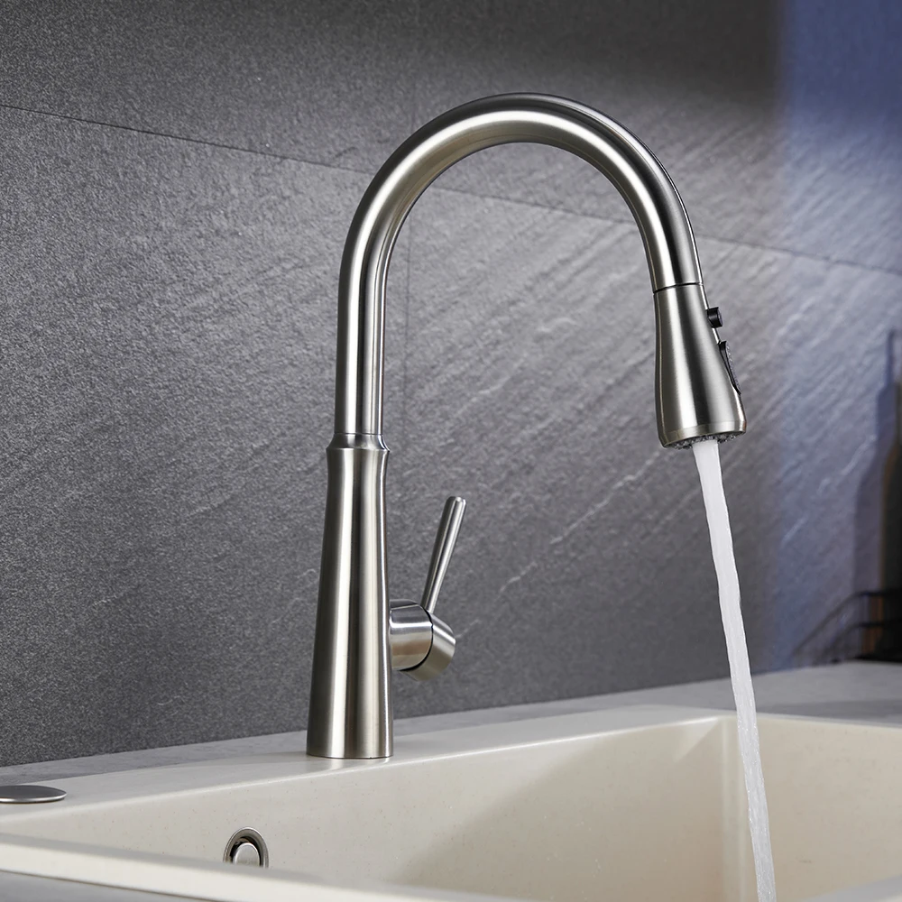 Modern Kitchen Faucet Long Goose Neck Ceramic Cartridge Stainless Steel Kitchen Tap Pull Down Kitchen Sink Faucet