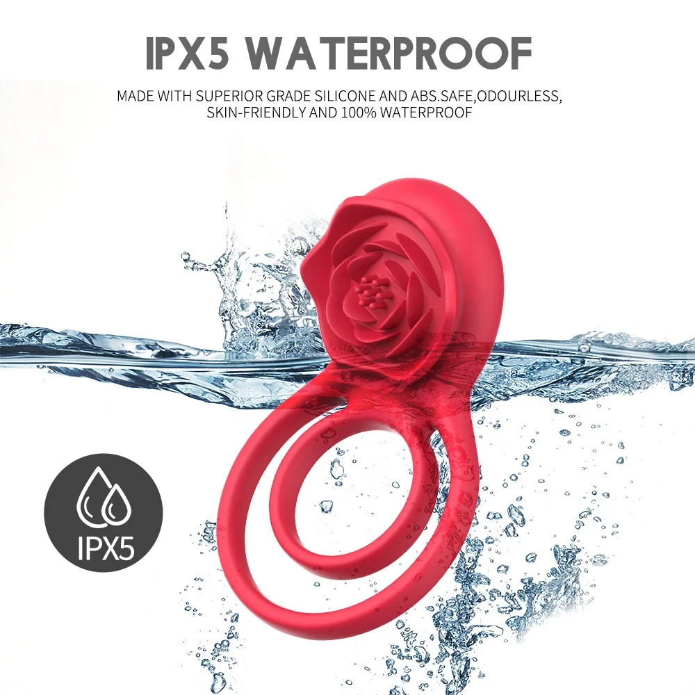 Rose Vibrating Cock Ring remote control with 9 Vibration modes Clitoral Stimulation for adult Sex Toys for Couples men women