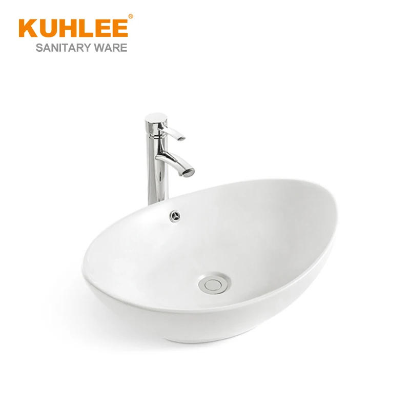 Bathroom Ceramic Vessel Sinks Bowl Modern Design Oval Basin White Hand Wash Porcelain Table Top Art Basin