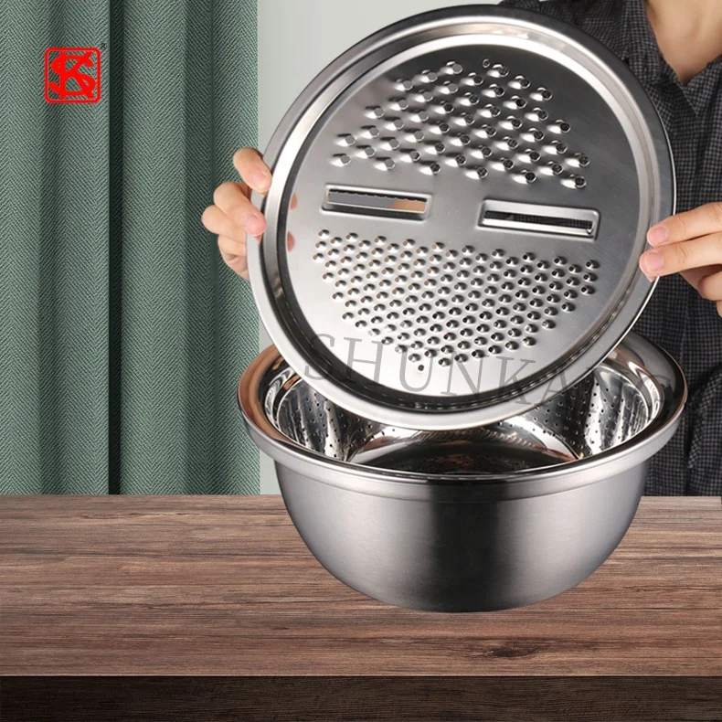 Kitchenwares Stainless Steel 3 Pcs Colander Set Rice Wash Sieve Basket Strainer
