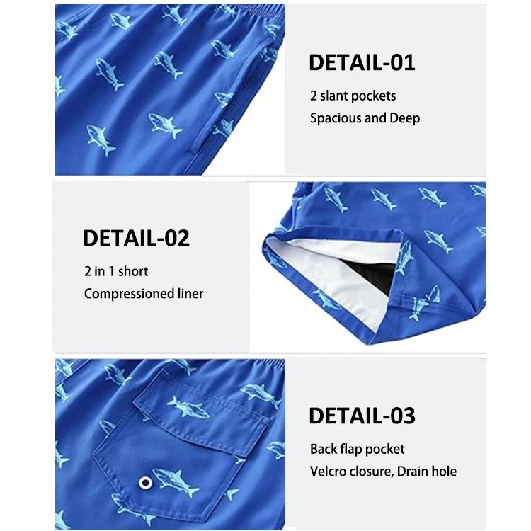 Custom Mens Swim Trunks Quick Dry Compression Liner Bathing Suit 5 Inch Board Shorts Casual Style featuring Pockets Decoration