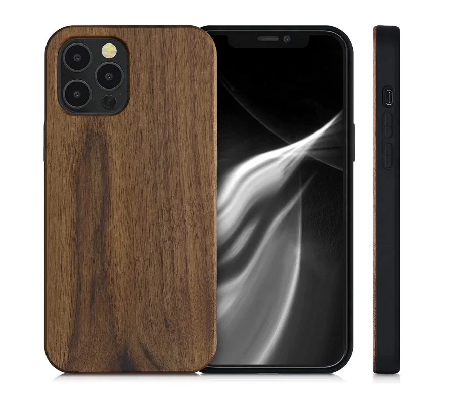 Wooden phone case compatible with iPhone 13 real natural bamboo walnut phone case wooden cover simple protection shockproof