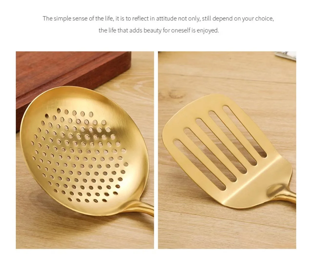 Latest Design 5 to 12 Pcs Wood and Gold Color Best Gadgets Home Cooking Tools Wholesale Kitchen Utensil Set