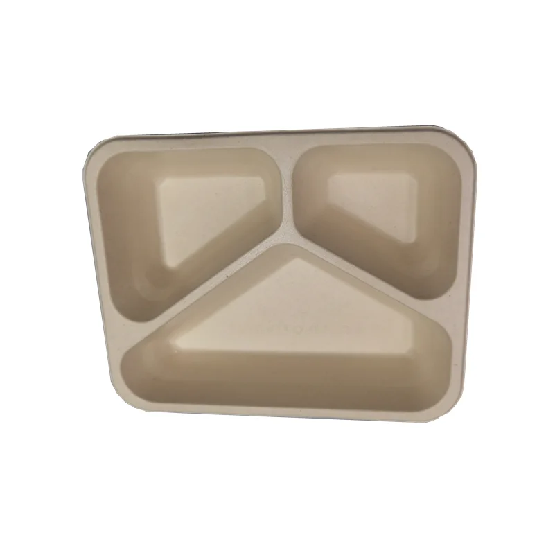 Biodegradable Compostable Sugarcane Bagasse Take Out Tray 1/2/3 Compartment Sealable Disposable Ready Meal Tray