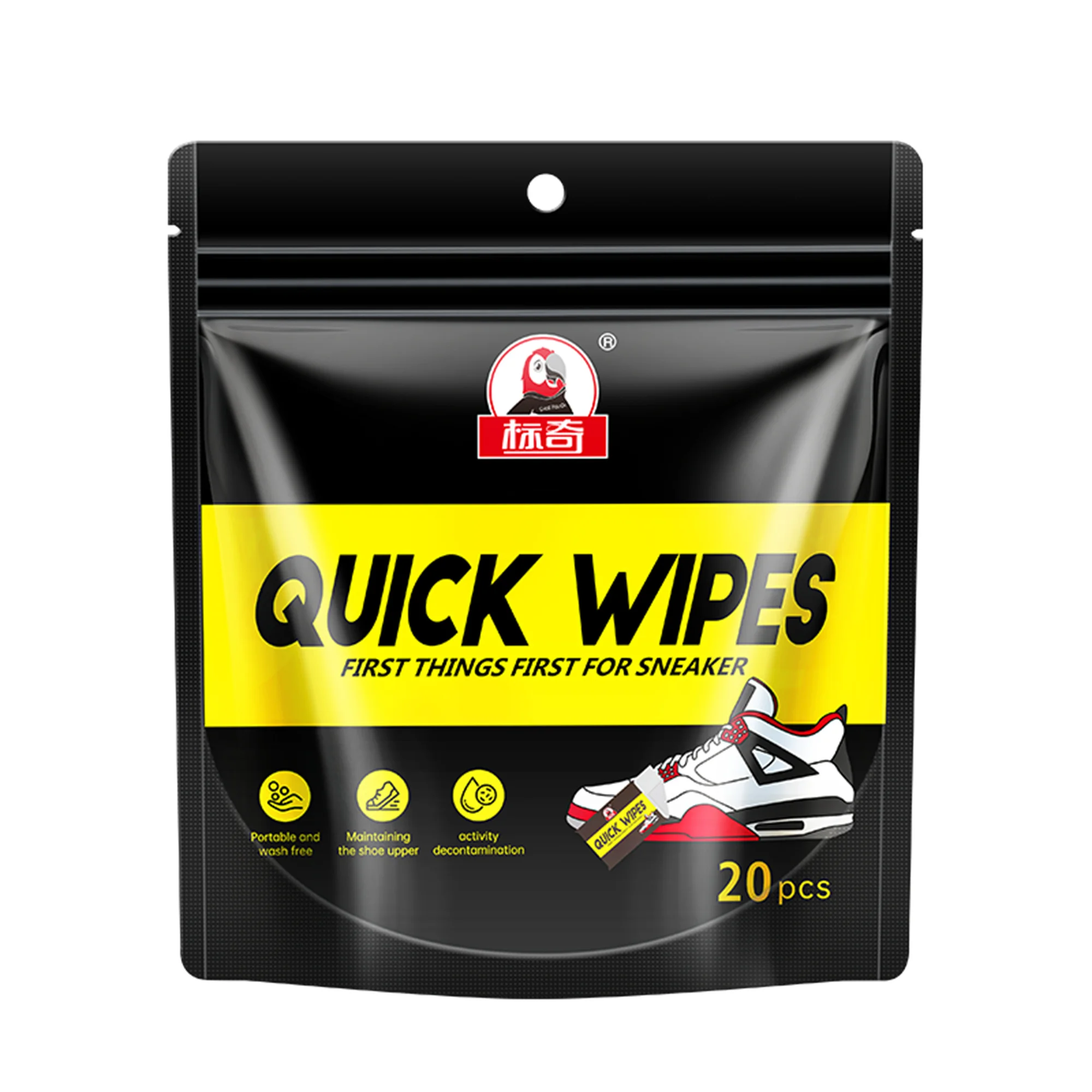 Factory Supply Good Price Single Piece Package Portable Quick Cleaning Sports Shoe Cleaning Wet Wipes