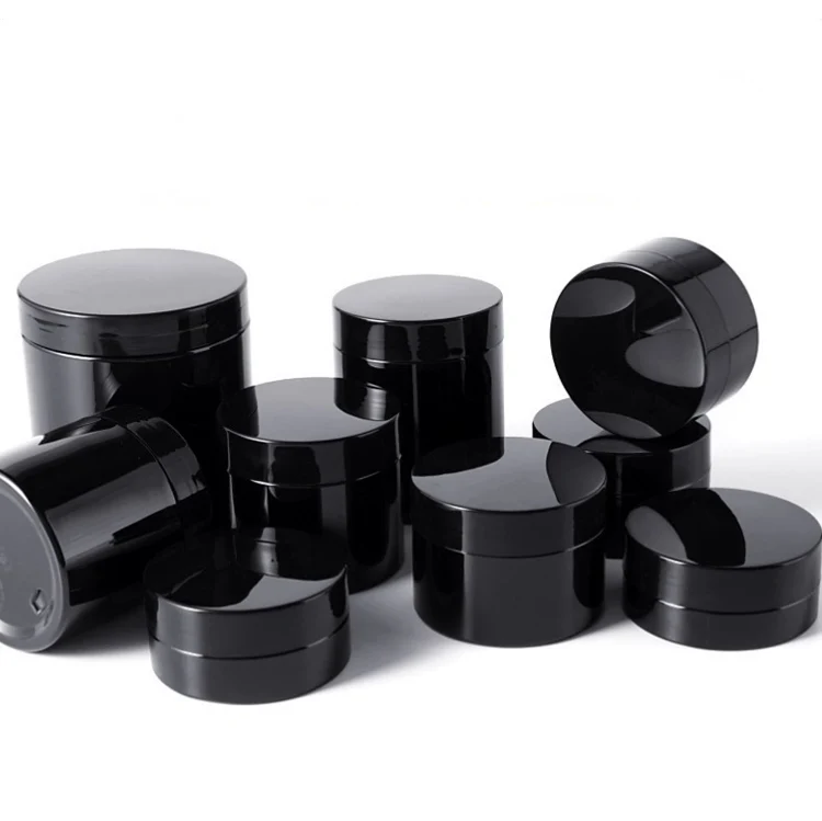 500ml 250ml 100ml 350ml cosmetic packaging plastic jar with black lid. 16oz 8oz 12oz plastic pet jar cream jar