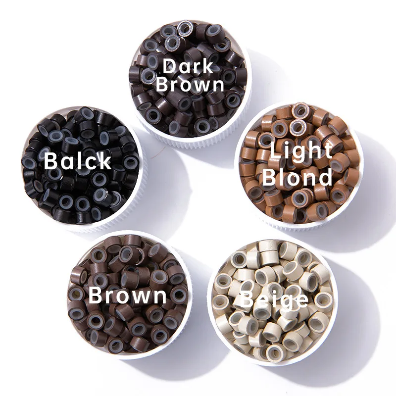 Wholesale 500pcs/bottle Aluminum Silicone Copper Hair Extensions tools Micro Rings Links Silicone Nano Beads