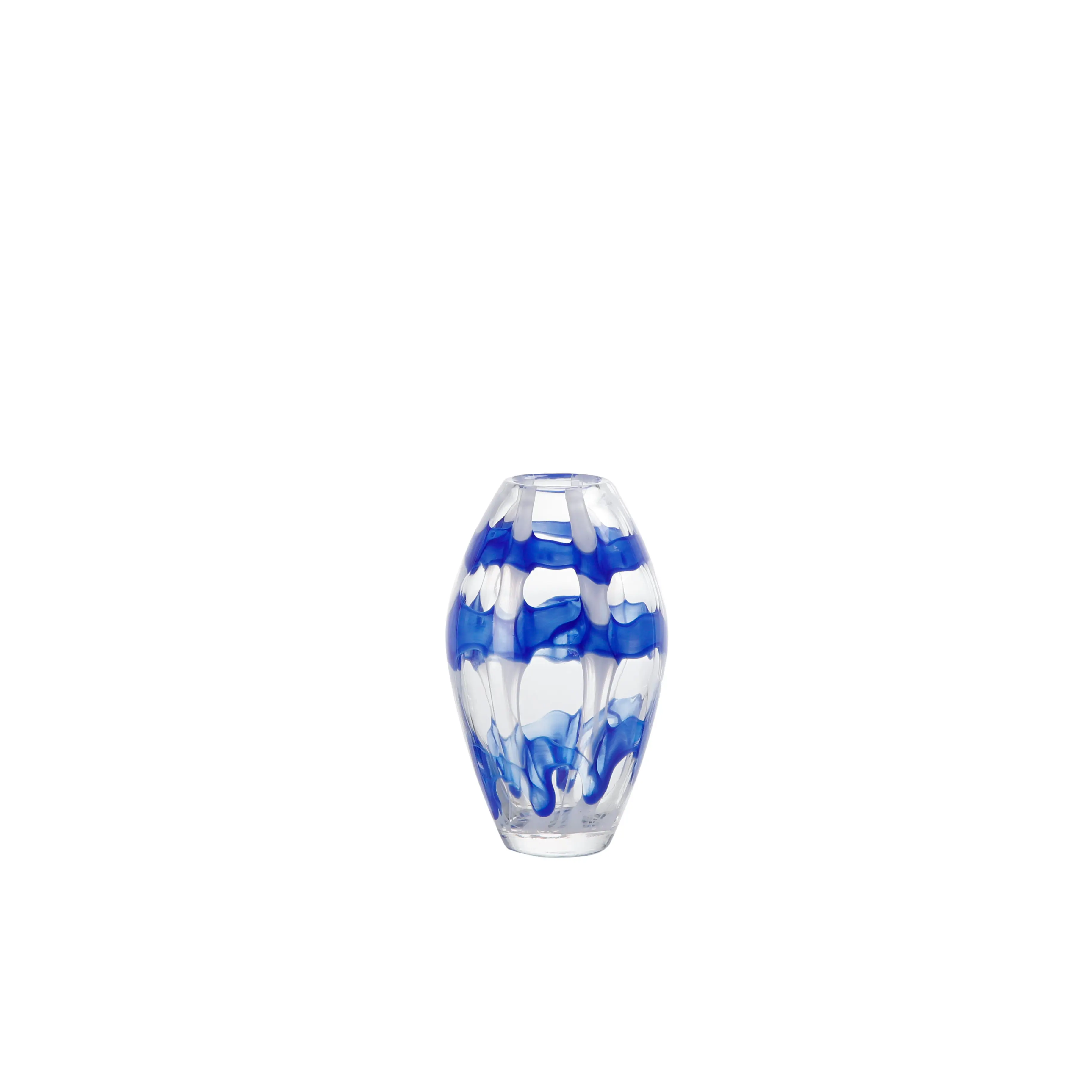 Simple Glass Vase Elegant Blue And Clear Classical Shape Living Room Ornaments Vase Thickened Glass Vase