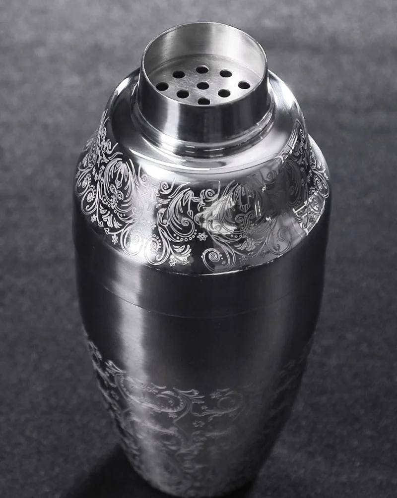 Japanese Style 500ml Stainless Steel 3-Piece Etching Cocktail Shaker Bar Shaker Cobbler Shaker Bar Tools