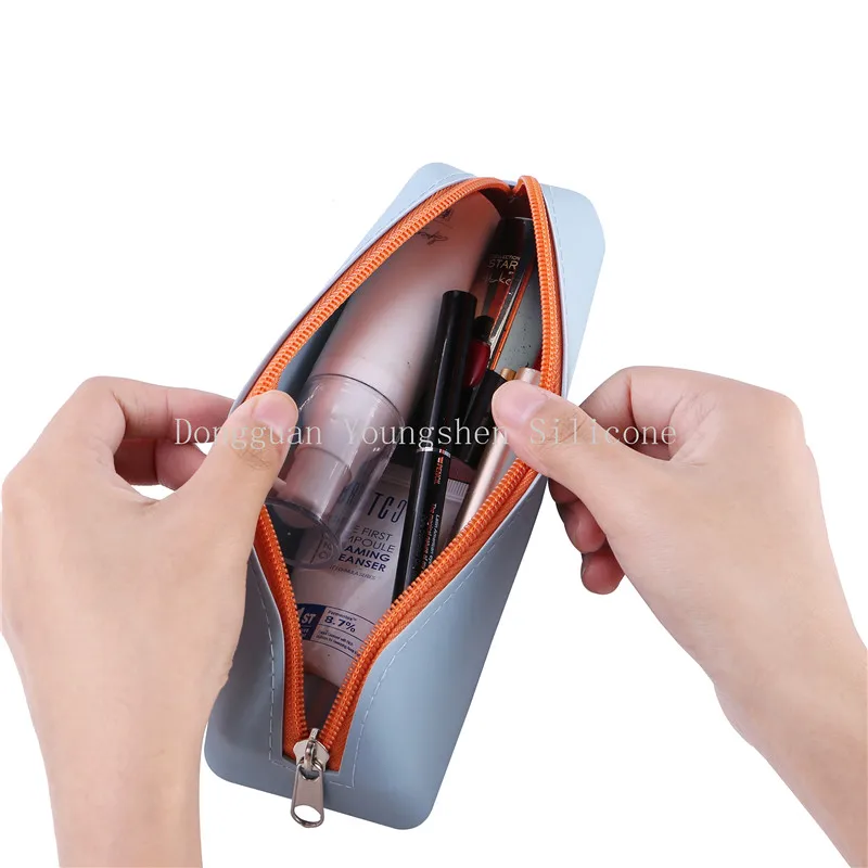 Портативный Силиконовый пенал, многофункциональный органайзер для косметики, Канцелярский органайзер, пенал на молнии