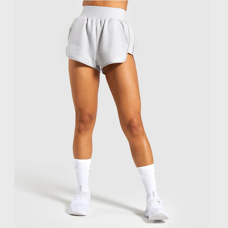 custom LOGO highwaist white biker printed cotton spandex booty shorts for women fitness set