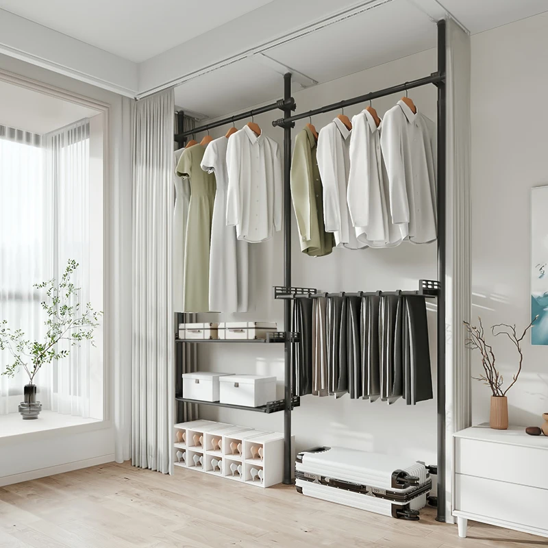 Bedroom Coat Rack Floor Metal Stand Hanging Clothes Hanger Rack Portable Garment Clothing Rack