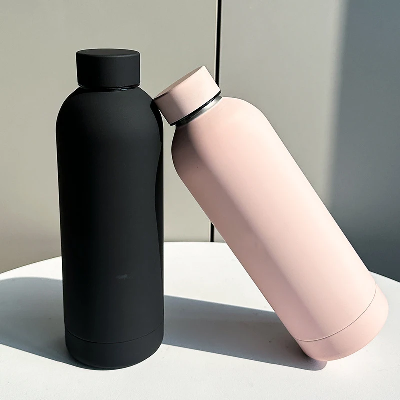 Custom Logo 500ml Drink Bottle Stainless Steel Double Wall Vaccum Flask Thermos Thermal Rubber Paint Matte Sports Water Bottle