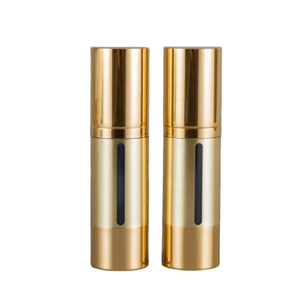 high quality aluminum gold silver black airless pump bottle 10ml 15ml 30ml 50ml