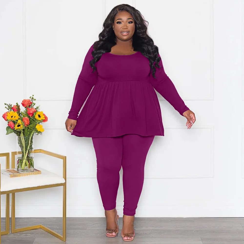 Wholesale 4xl plus size women clothing sets lounge wear fashion blouse and leggings 2 piece pants set
