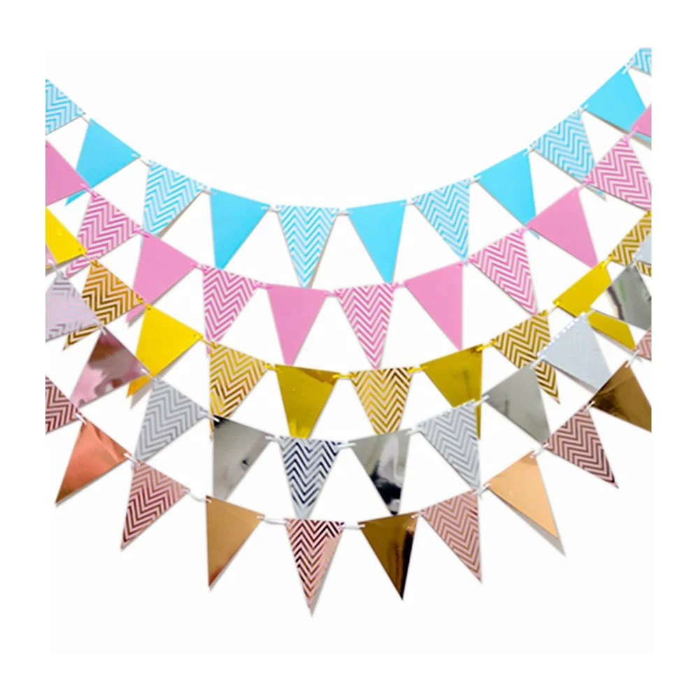 Party Decoration Wedding Decorative Supplies Backdrop Hanging String Bunting Colorful Triangle Flag Banner for Wedding Party