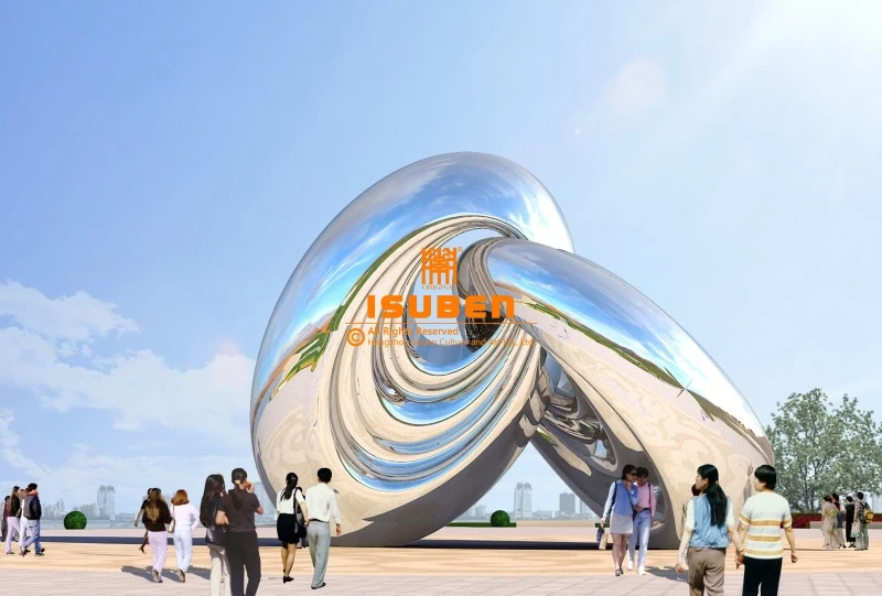 Custom Made Outdoor Garden Decoration Metal Art High Polished Mirror Surface Large Stainless Steel Circle Sculpture For Sale