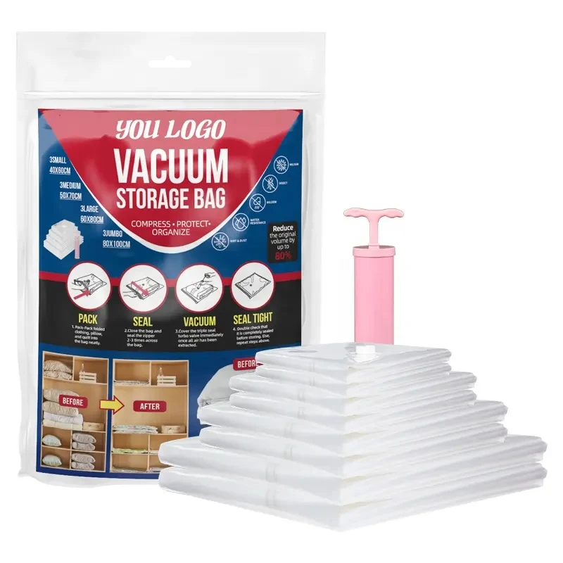 Vacuum Storage Bag set space saver Compression Bag with hand pump