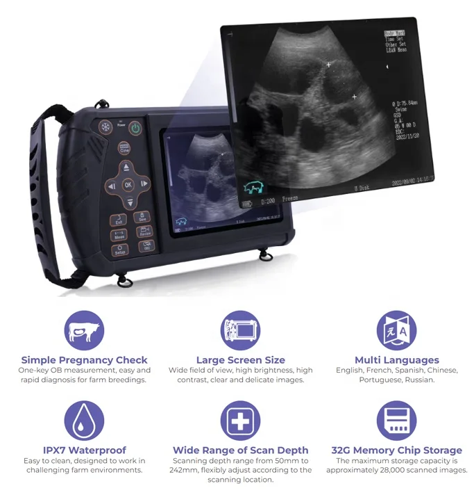 Digital Ai Cow Artificial Insemination Gun Camera + Portable Bovine Pregnancy Scanning Veterinary Ultrasound For Cattle