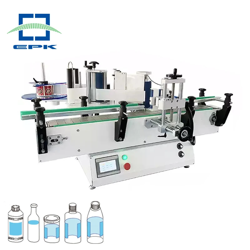 Epack Desktop Automatic Factory beverage Beer Paint Aluminium Tin Cans Labeling Machine for Round bottles