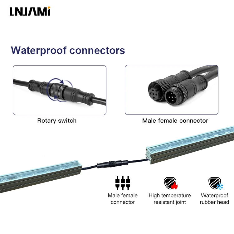LNJAMI Outdoor Waterproof RGB LED Linear Facade Lighting Design With DMX Controller Building Wall Washer Light
