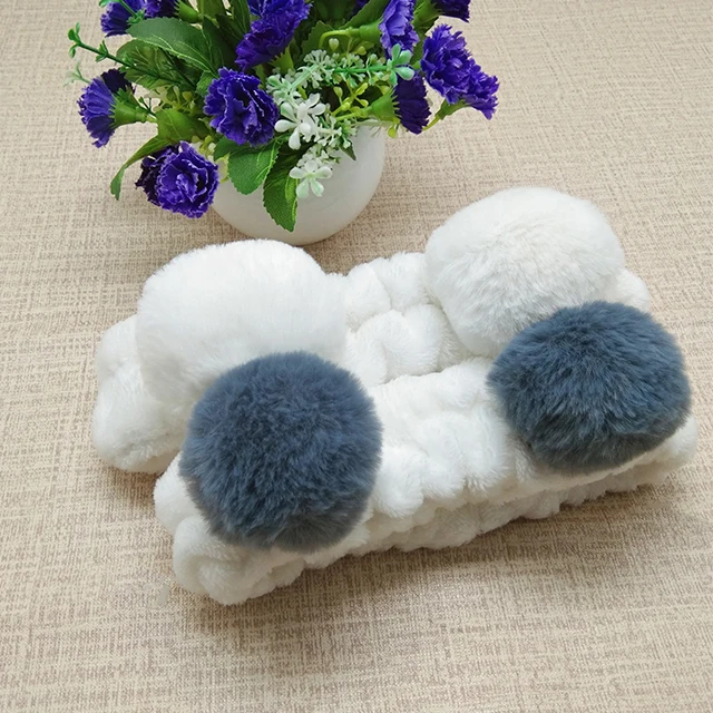 2021 Fashion Face Wash Cute Shower Makeup Pom Pom Headband