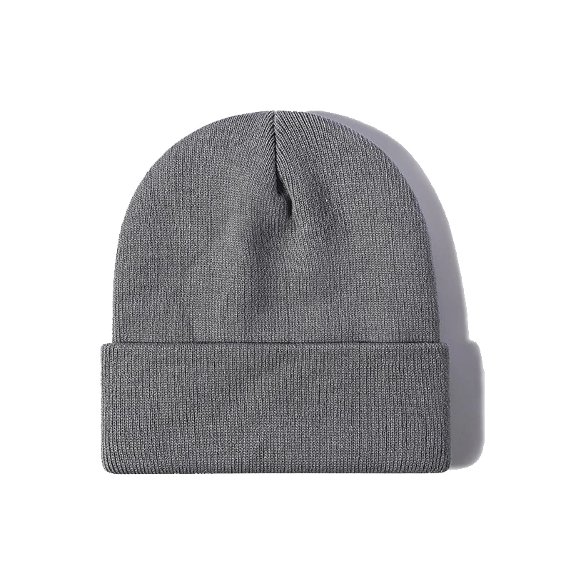 Wholesale Unisex Jacquard Designer Custom Embroidered Knitted Beanie Hat Solid Color Winter Long Thick Warm Bonnet
