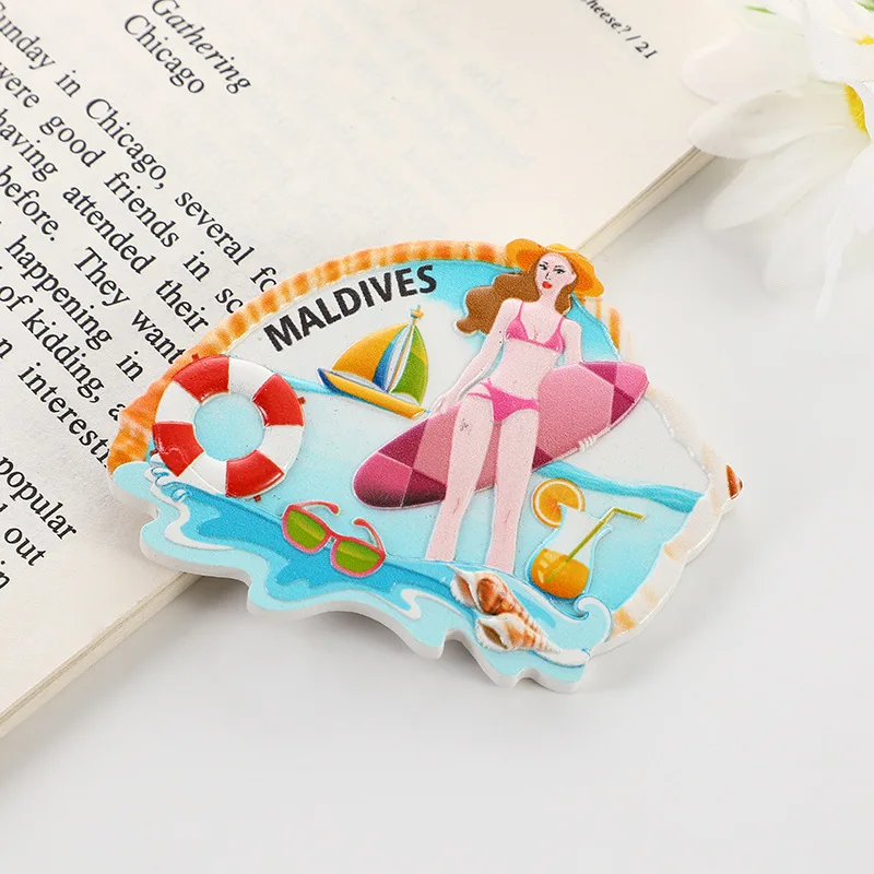 Customised DIY 3D Wholesale maldives sicilia bahamas Tourism Refrigerator magnet Resin World City Fridge Magnet For Souvenir