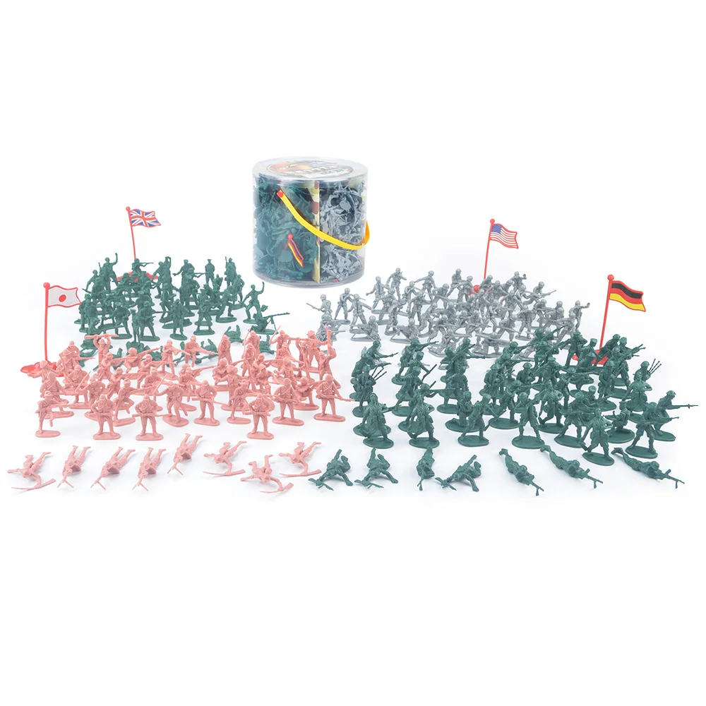 Army Men Action Figures with  200 Toy Soldiers of WWII  Big Bucket of Life-like Military Men in Realistic Poses 4 World War II