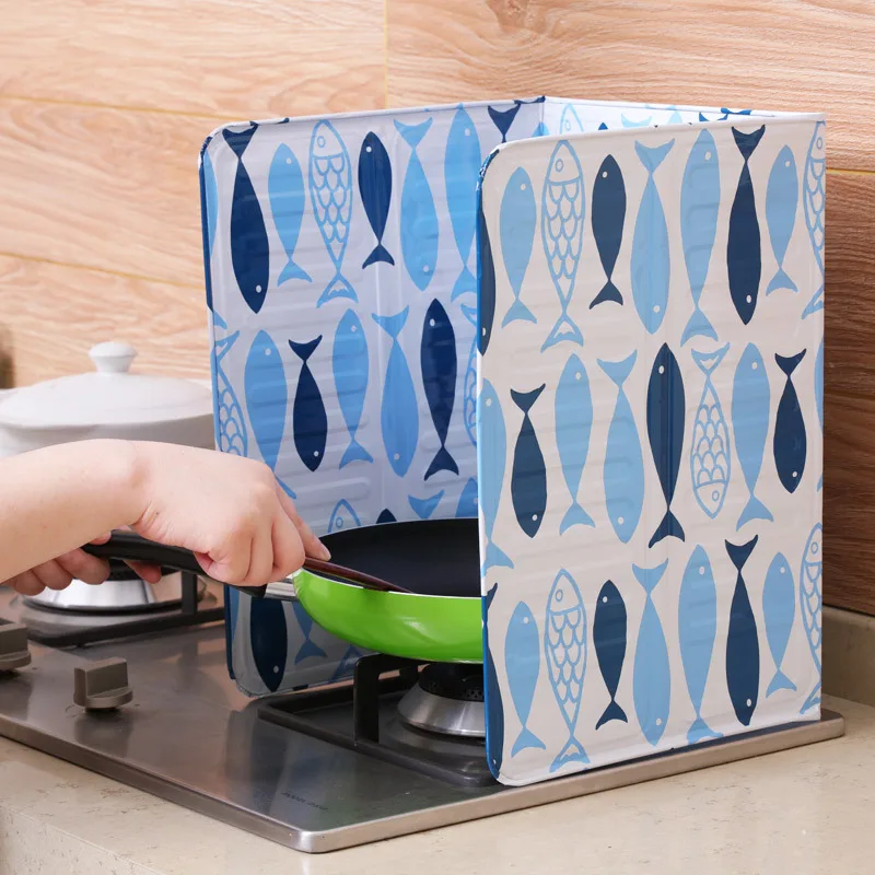 Foldable Kitchen Gas Stove Baffle Plate Board Aluminum Oil Water Splash-proof Protection Screen Heat-resistant Baffle
