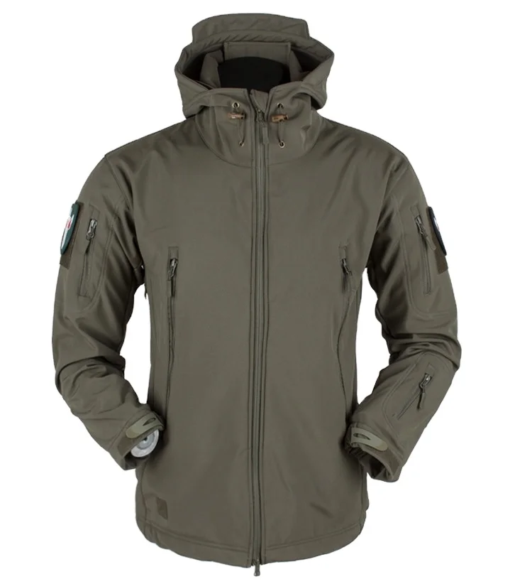 New fashion men autumn winter windproof waterproof breathable warm pockets fleece inner coat long sleeve outdoor jacket