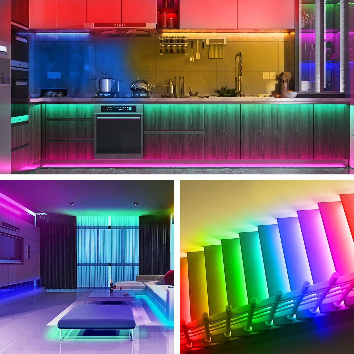Maaadro Home Brighter 5M 10M 15M 16 Million Colors Alexa Phone App Controlled Music Lamp WiFi 5050 RGB LED Smart Strip Lights