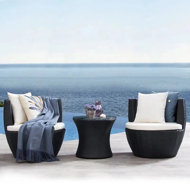 Hot sale Factory Direct Supply Egg Table Chair Sofa  Deep Seating rattan Furniture Outdoor 3 Pieces Conversation Bistro Sets