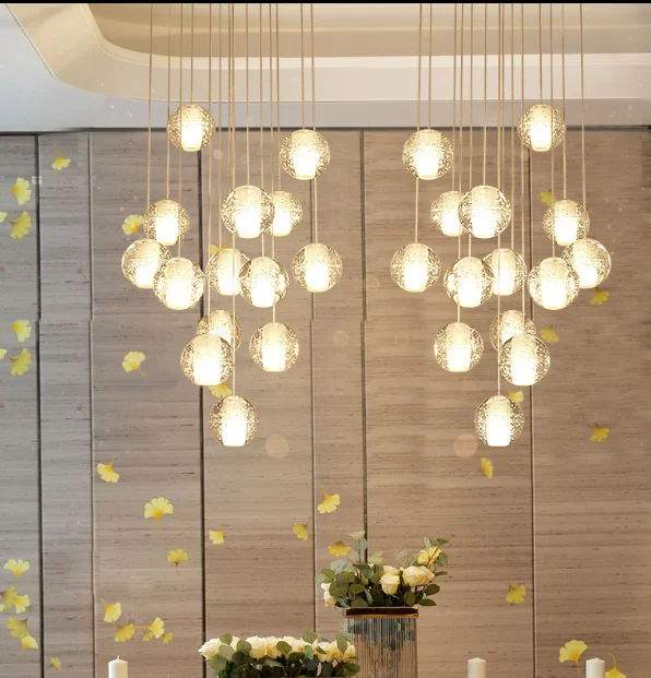 High Ceiling chandelier Lamp Luxury K9 Crystal ball Chandelier For Living Room
