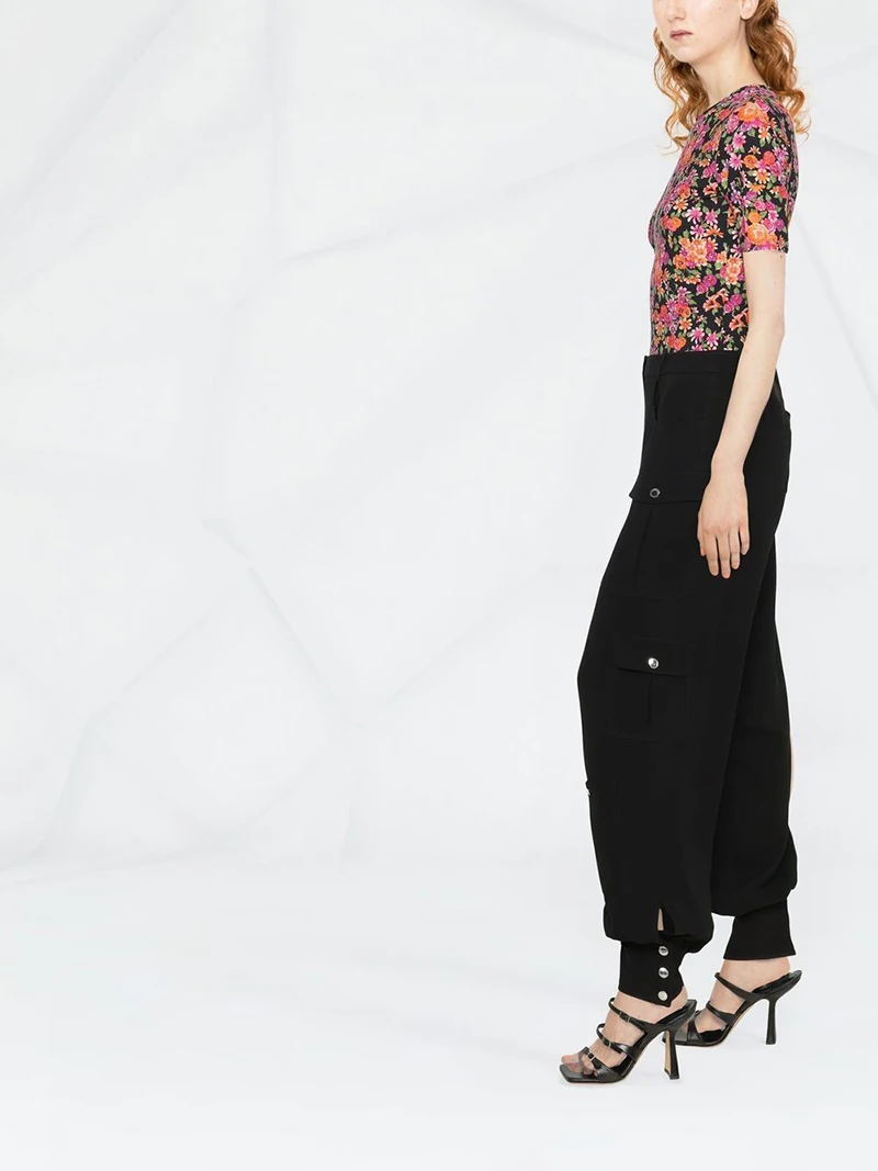 Ankle Banded Cargo Pants Print Custom High Quality Loose Casual Canvas Pattern Knitted with Multi Pockets for Women Black 7days