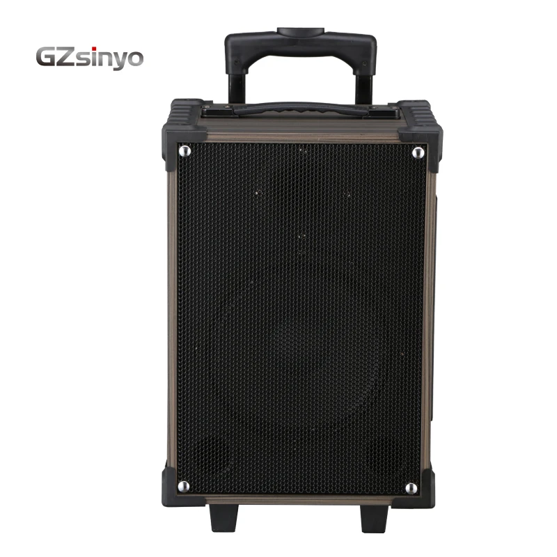 8inch karaoke Blue tooth charging wooden speaker with wireless mirophone/portable trolley speaker box/music audio amplifier
