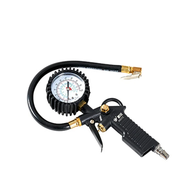 Tire Inflator Gun Gauge with Flexible Hose Tyre Pressure Test Gauge for Car
