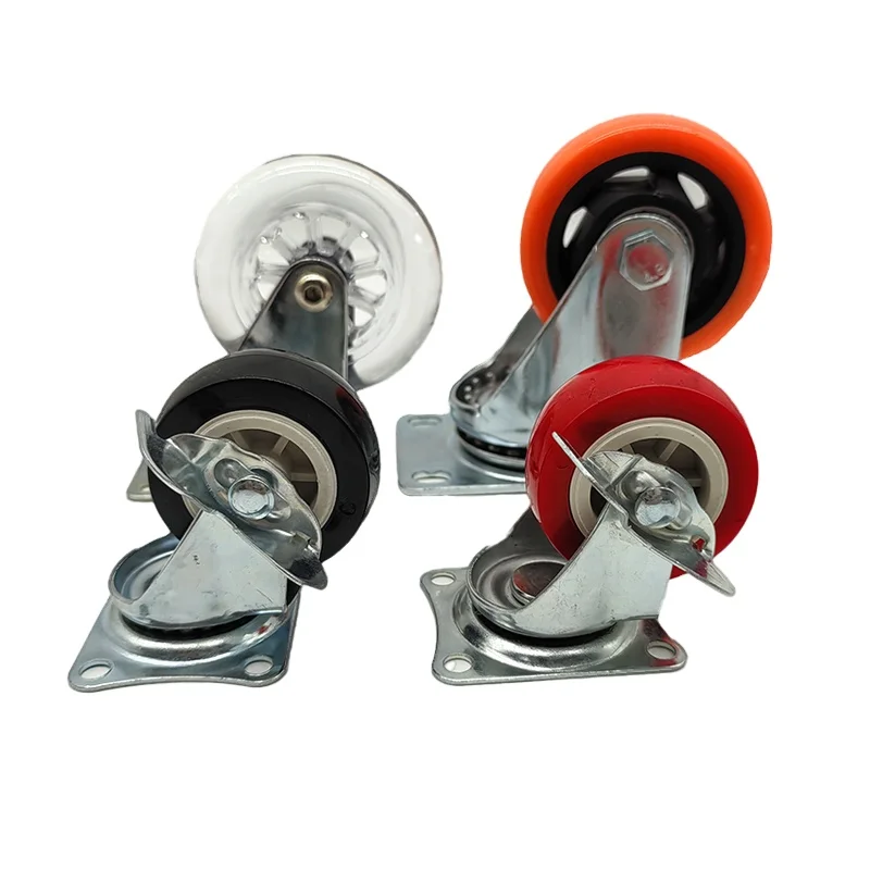 Factory Supply Caster Medium Duty 4 Inch Orange Casters PU Threaded Stem Swivel Industrial Casters Wheel